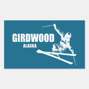 Sticker Rectangulaire Skieur de Girdwood en Alaska