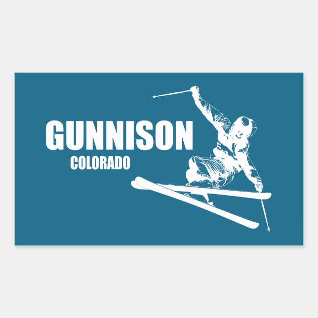 Sticker Rectangulaire Skieur de Gunnison Colorado (Devant)