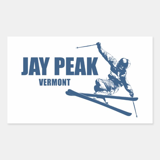 Sticker Rectangulaire Skieur de Jay Peak Vermont (Devant)