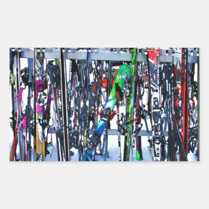 Sticker Rectangulaire Skis and Poles