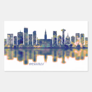 Sticker Rectangulaire Skyline Bruxelles