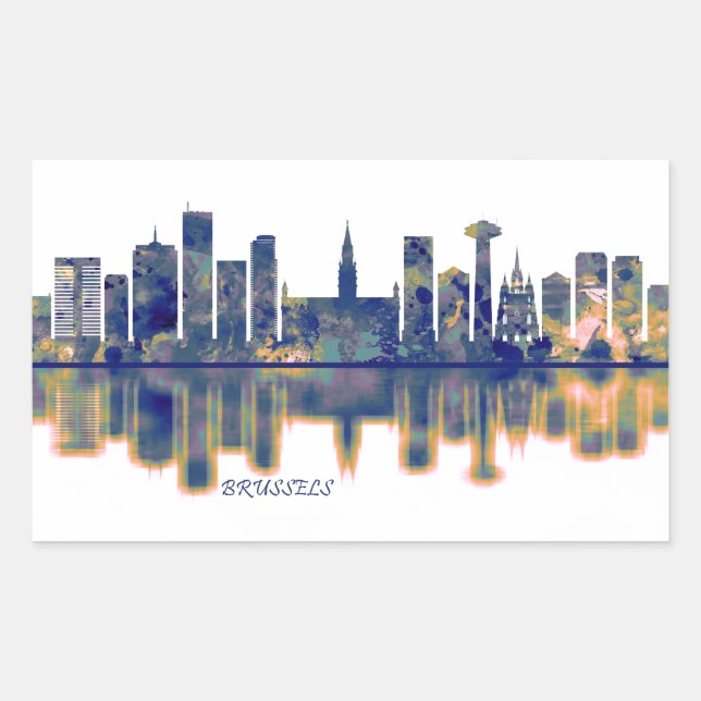 Sticker Rectangulaire Skyline Bruxelles (Devant)