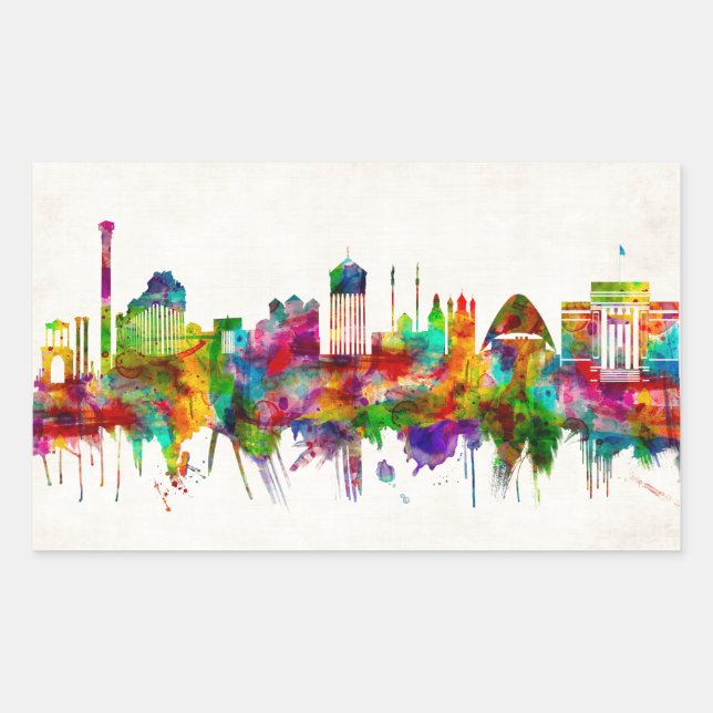 Sticker Rectangulaire Skyline d'Athens (Devant)
