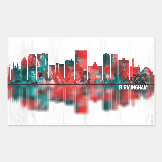Sticker Rectangulaire Skyline de Birmingham (Devant)