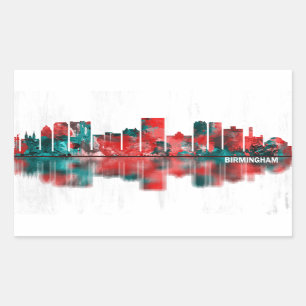 Sticker Rectangulaire Skyline de Birmingham