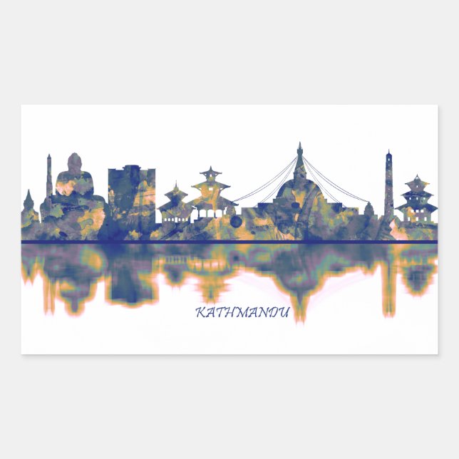 Sticker Rectangulaire Skyline de Katmandou (Devant)