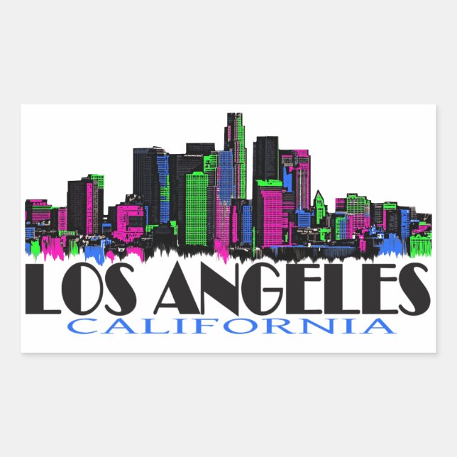 Sticker Rectangulaire Skyline de Los Angeles California (Devant)