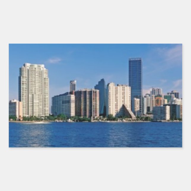 Sticker Rectangulaire Skyline de Miami, Floride (Devant)