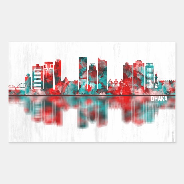 Sticker Rectangulaire Skyline Dhaka Bangladesh (Devant)