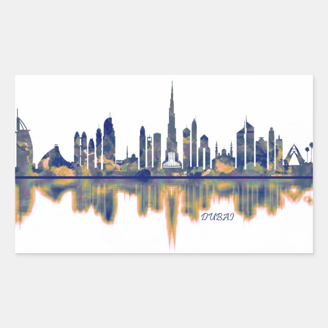 Sticker Rectangulaire Skyline Dubaï (Devant)