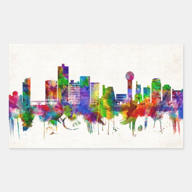 Sticker Rectangulaire Skyline Knoxville Tennessee (Devant)