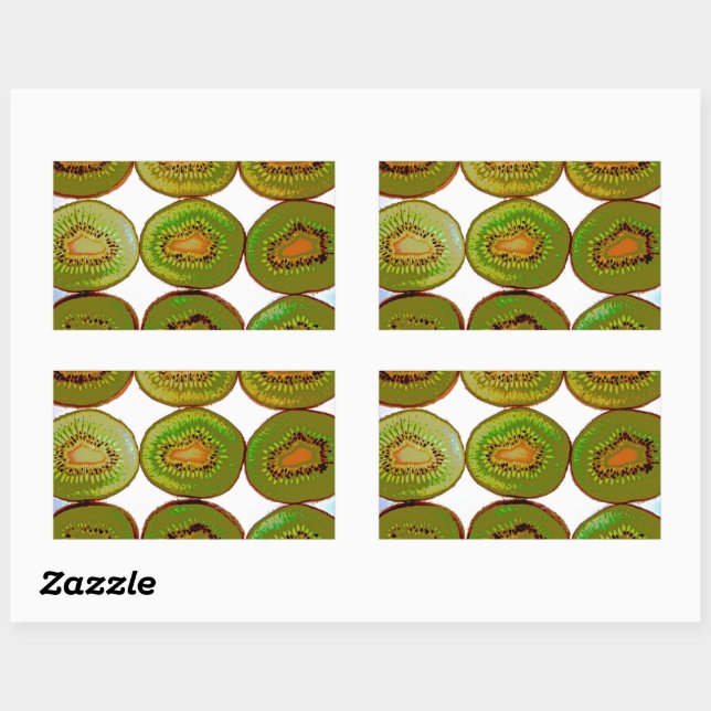 Sticker Rectangulaire Slices Kiwi (Feuille)