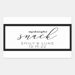 Sticker Rectangulaire Snack de minuit blanc et noir Mariage personnalisé