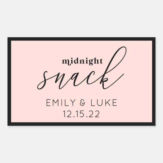 Sticker Rectangulaire Snack rose vif de minuit Personnalisé mariage Carr (Devant)