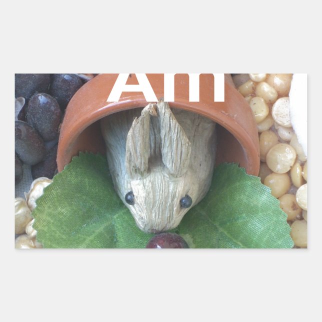 Sticker Rectangulaire Snacking de lapin mignon (Devant)