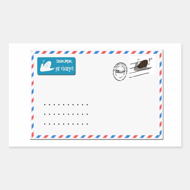 Sticker Rectangulaire Snailmail avec espace de copie pour les adresses (Devant)