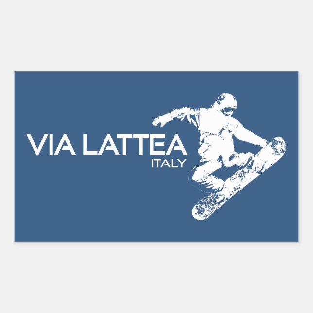 Sticker Rectangulaire Snowboardeur de la Voie Lactée (Devant)