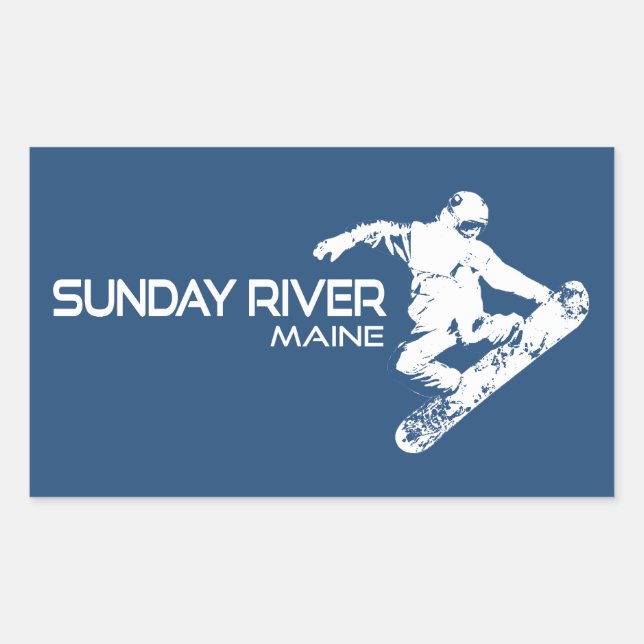 Sticker Rectangulaire Snowboardeur de Sunday River Maine (Devant)