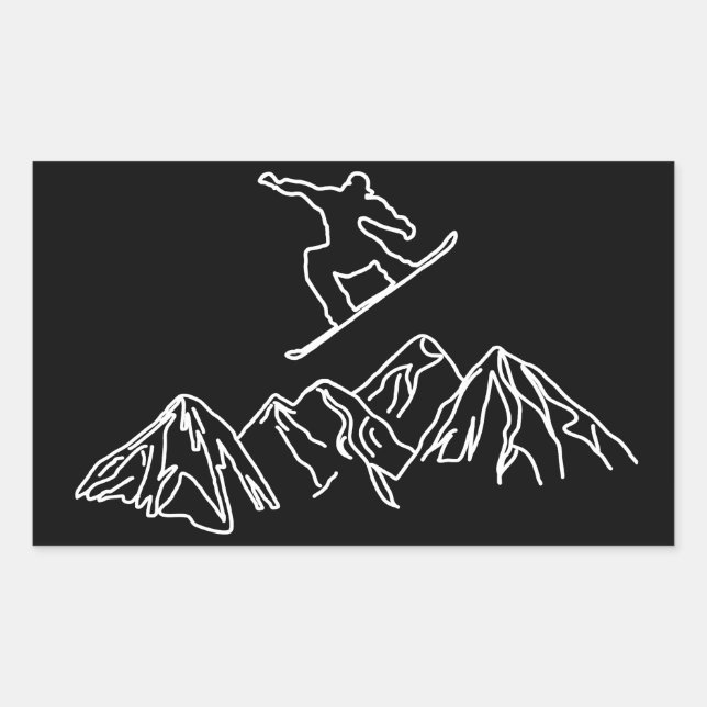 Sticker Rectangulaire Snowboardeur en den Bergen (Devant)