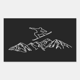 Sticker Rectangulaire Snowboardeur en den Bergen