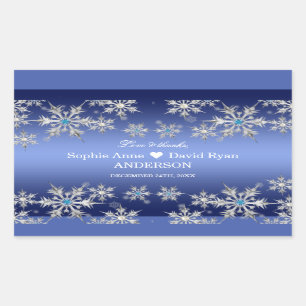Sticker Rectangulaire Snowflakes Silver de luxe Crystals Pearls Mariage