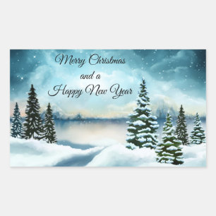 Sticker Rectangulaire Snowy pine