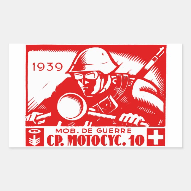Sticker Rectangulaire Société suisse de moto 2ème guerre mondiale (Devant)