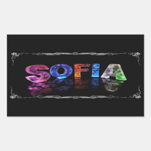 Sticker Rectangulaire Sofia - Sofia nommé dans 3D s'allume (la
