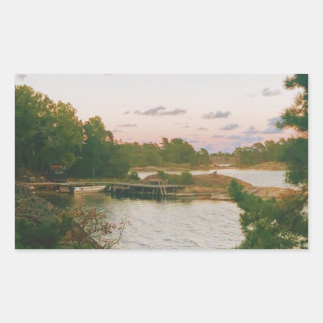 Sticker Rectangulaire Soirée dans l'archipel suédois (Devant)