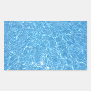 Sticker Rectangulaire Soirée Piscine Elégante Vide Eau Bleue