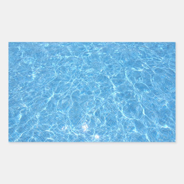 Sticker Rectangulaire Soirée Piscine Elégante Vide Eau Bleue (Devant)