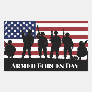 Sticker Rectangulaire Soldats de la Journée des forces armées américaine