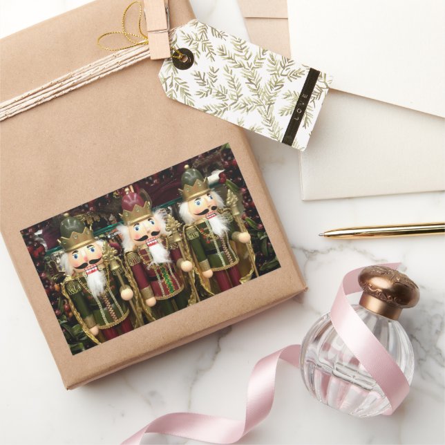 Sticker Rectangulaire Soldats de Noisettes Vert Or Noël (Cadeaux)