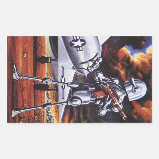 Sticker Rectangulaire Soldats de robots militaires de science-fiction vi (Devant)