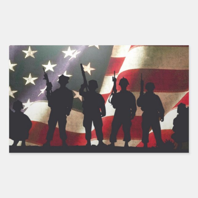Sticker Rectangulaire Soldats patriotiques (Devant)