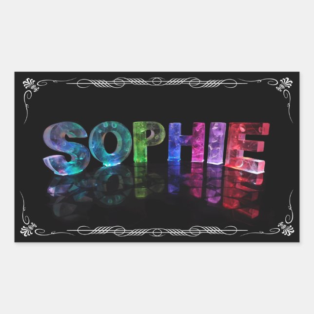 Sticker Rectangulaire Sophie - Le nom Sophie en lumières 3D (Photo (Devant)
