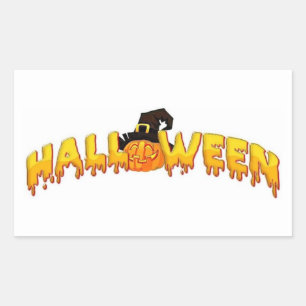 Sticker Rectangulaire Sorcière citrouille d'Halloween