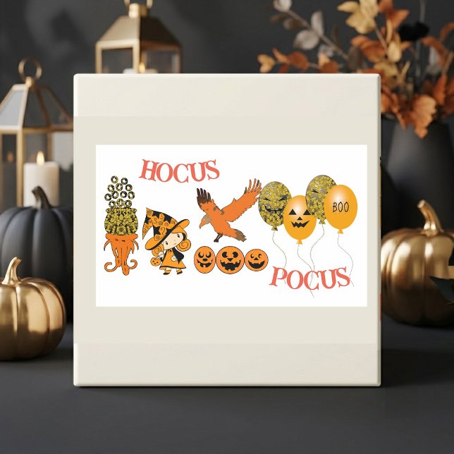 Sticker Rectangulaire Sorcière errante Jack O Lanterns Corbeau Hocus Poc (Wandering Witch Jack O Lanterns Raven Hocus Pocus Rectangular Sticker)