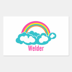 Sticker Rectangulaire Souder à nuages arc-en-ciel
