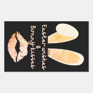 Sticker Rectangulaire SOUHAITS DE PÂQUES & BUNNY KISSES idée cadeau de P