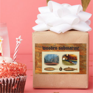 Sticker Rectangulaire sous-marin en bois