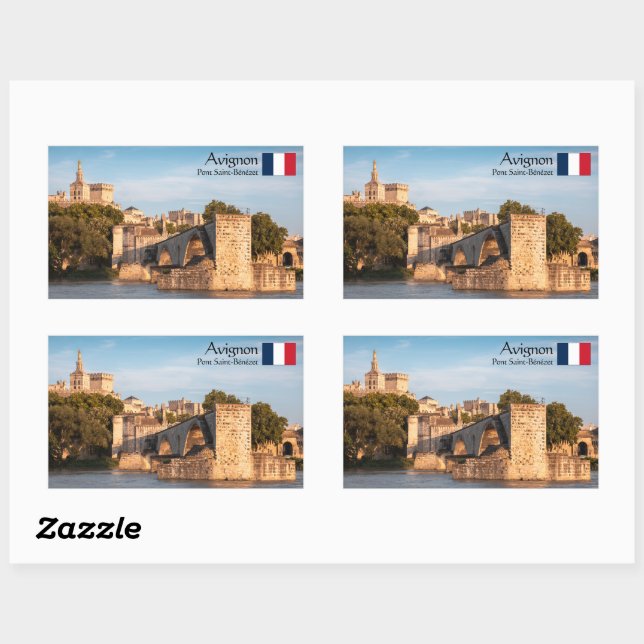 Sticker Rectangulaire Souvenir d'Avignon (Feuille)