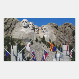 Sticker Rectangulaire Souvenir du drapeau du Mont Rushmore Dakota du Sud