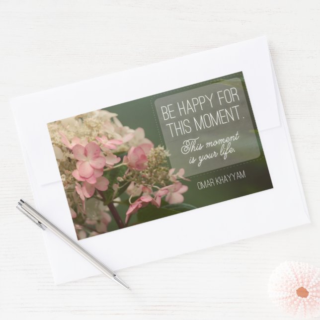 Sticker Rectangulaire "Soyez heureux pour ce moment" (Enveloppe)