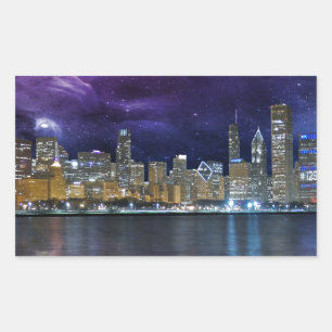 Sticker Rectangulaire Spacey Chicago Skyline