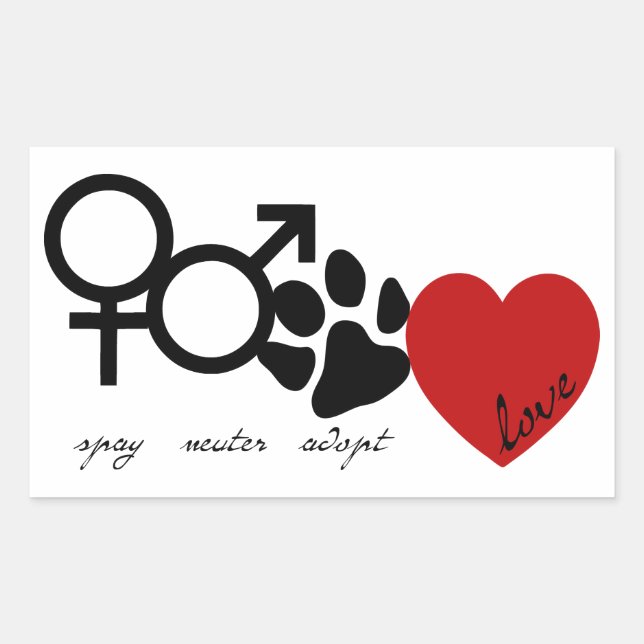 Sticker Rectangulaire Spay-Neuter-Adopt-Love (Devant)