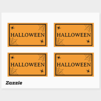 Sticker Rectangulaire Spider Web Black Orange Halloween Word