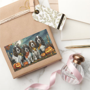 Sticker Rectangulaire Springer Spaniel Halloween Épouvantable
