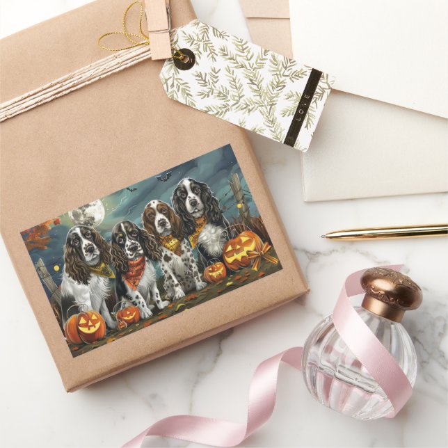 Sticker Rectangulaire Springer Spaniel Halloween Épouvantable (Cadeaux)