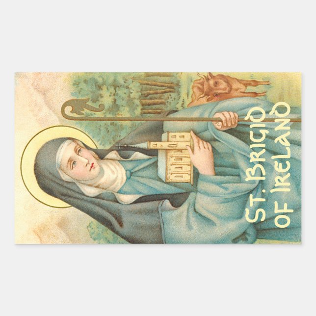Sticker Rectangulaire St. Brigid d'Irlande (M 014) (Devant)